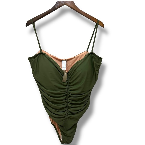 140 J.Crew | NWT Ruched Olive Green One-piece Swimsuit (size 22) - Picture 2 of 12